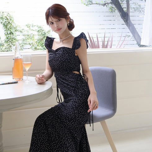 Random dot mermaid long dress